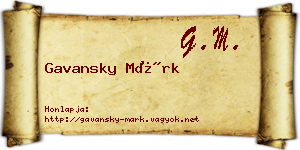 Gavansky Márk névjegykártya